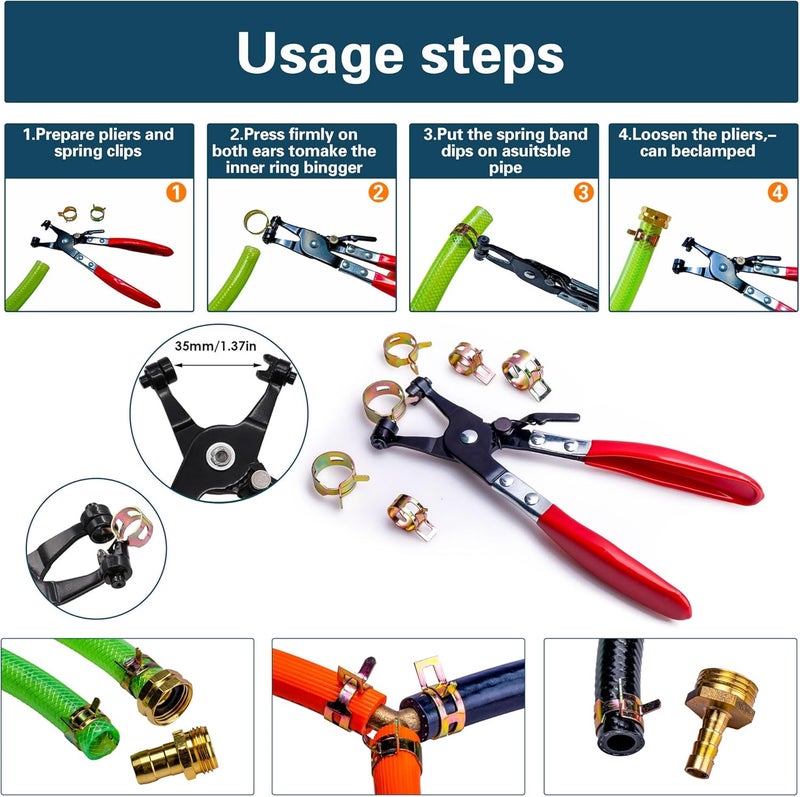 AskWay Spring Pipe Clamps340PCS, With Spring Pipe Clamp Tools, 12 Sizes 6-22mm Spring Hose Clamps, Used To Fix Hose Interfaces In Automotive, Marine, Gardening, Industrial Applications - Image 5